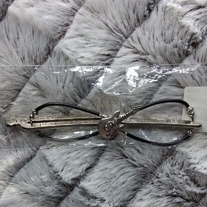 Lila Rose Flexi Clip Guitar Barrette Silver, Black Hair Styling Accessory #4172
